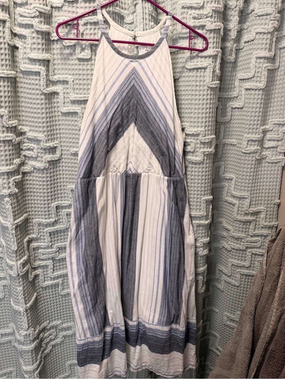 Carve Designs Halter top Striped Midi Dress in Blue and White